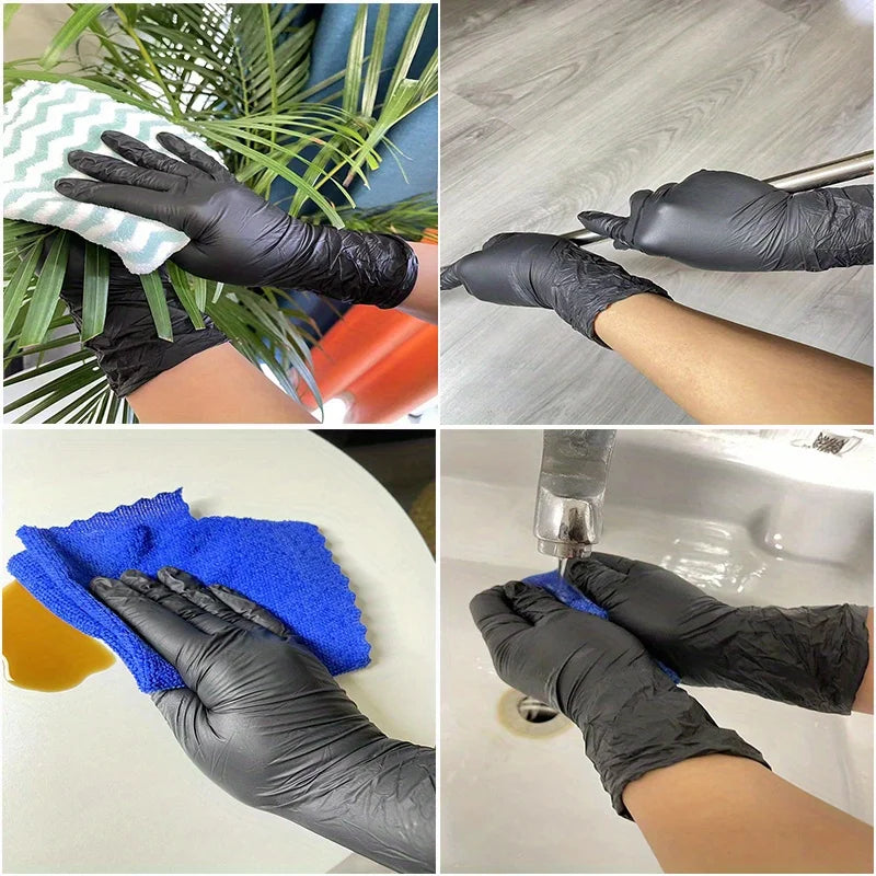 20PCS Black Nitrile Disposable Gloves