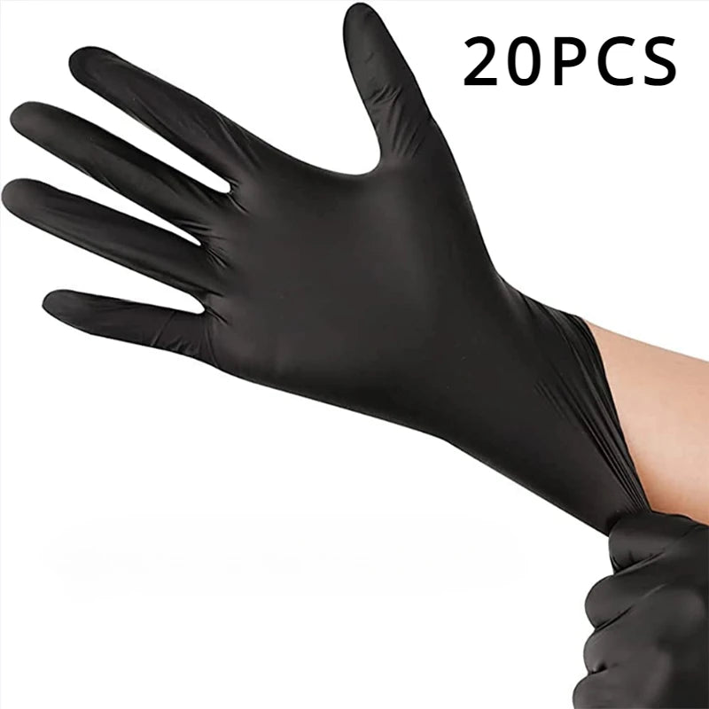 20PCS Black Nitrile Disposable Gloves