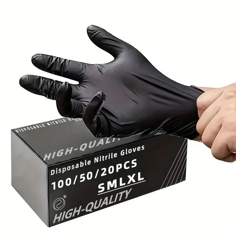 20PCS Black Nitrile Disposable Gloves
